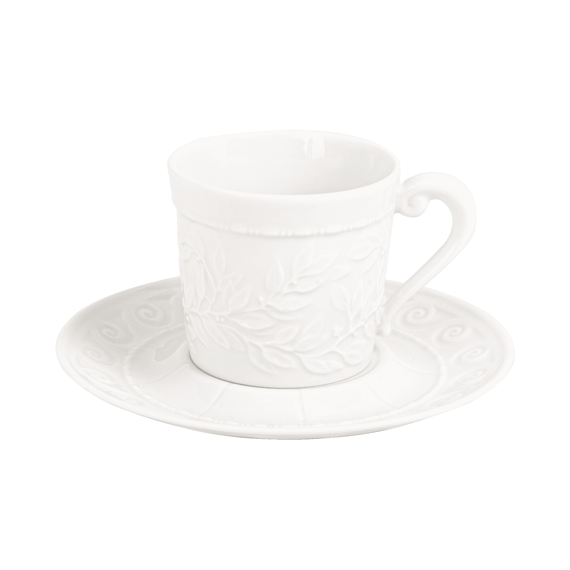 Set Taza y Plato para Espreso Louvre White