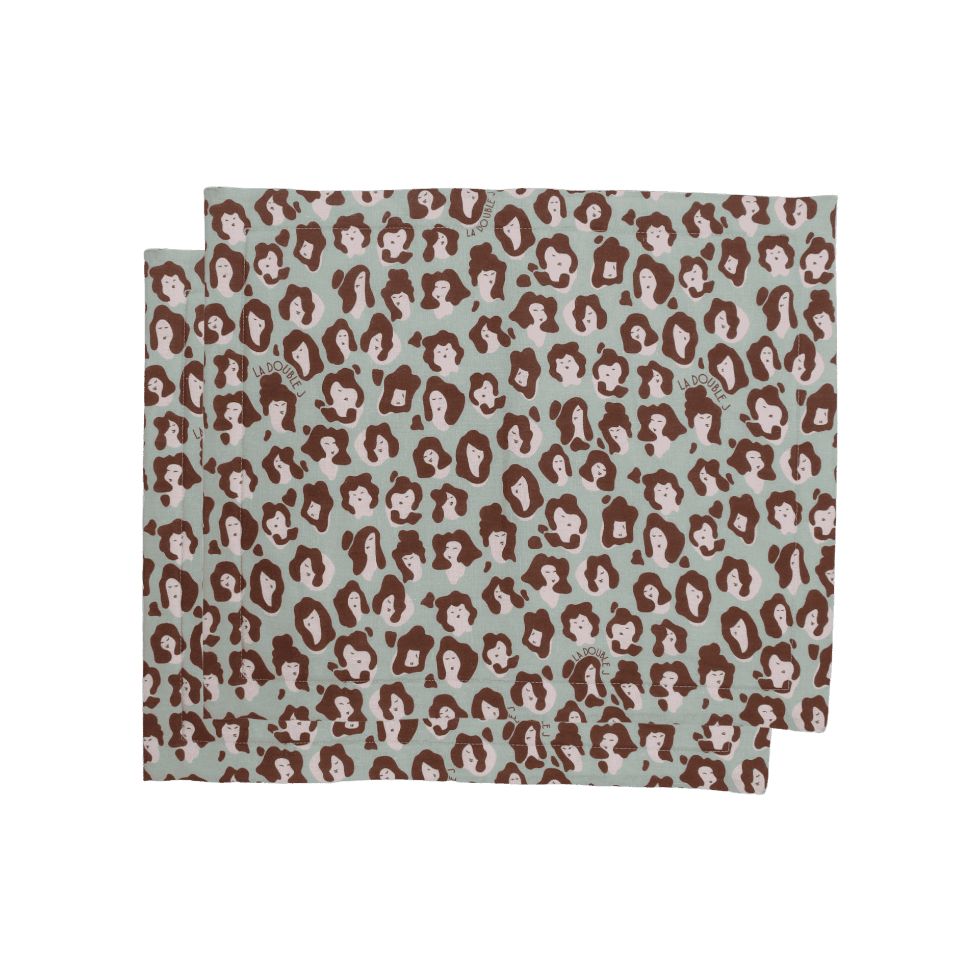 Set de 2 Manteles de Lino 35 X 45 Lady Leopard Acqua