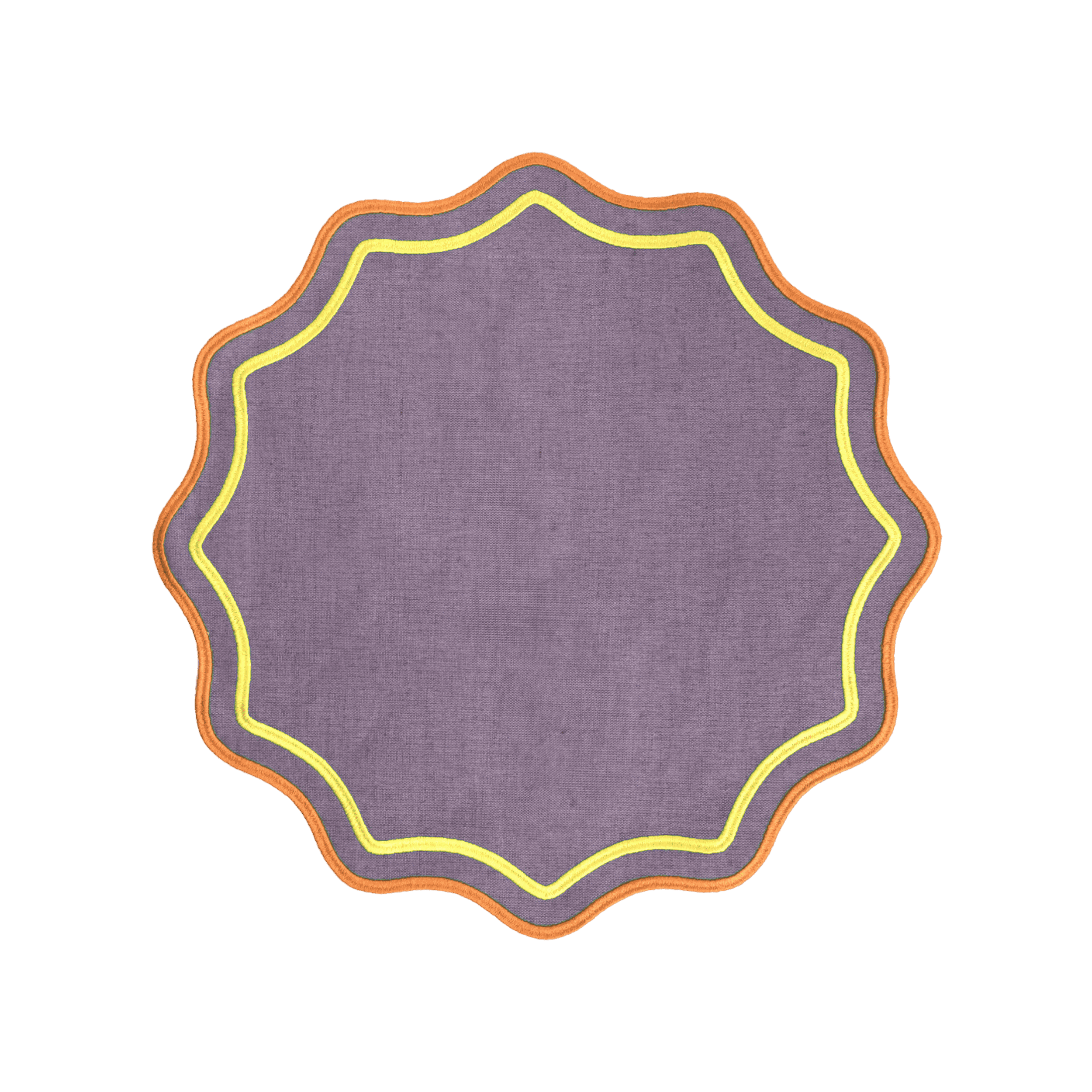 Set de 2 Manteles Individuales Scalloped Lilac Ocra Rim