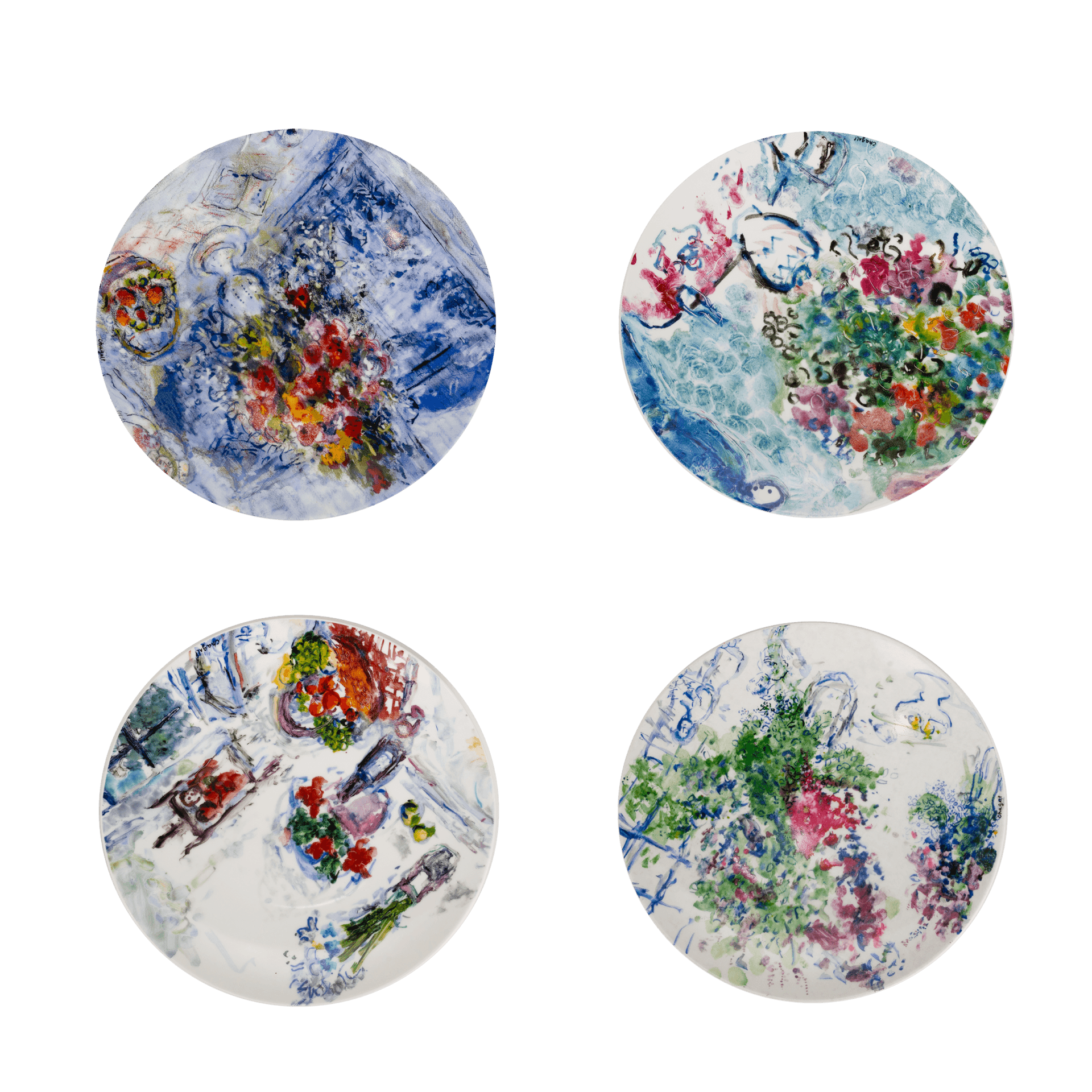 Set de 4 Platos para Ensalada de Porcelana Chagall Bouquet de Fleurs