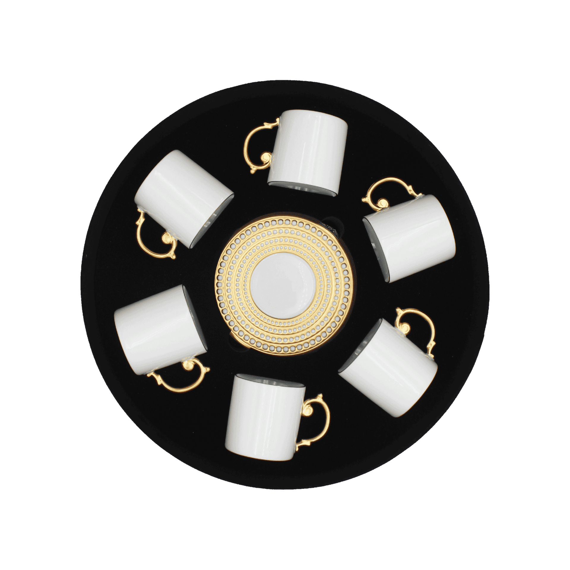 Set de 6 Tazas para Espresso con Plato Perlee Dorado
