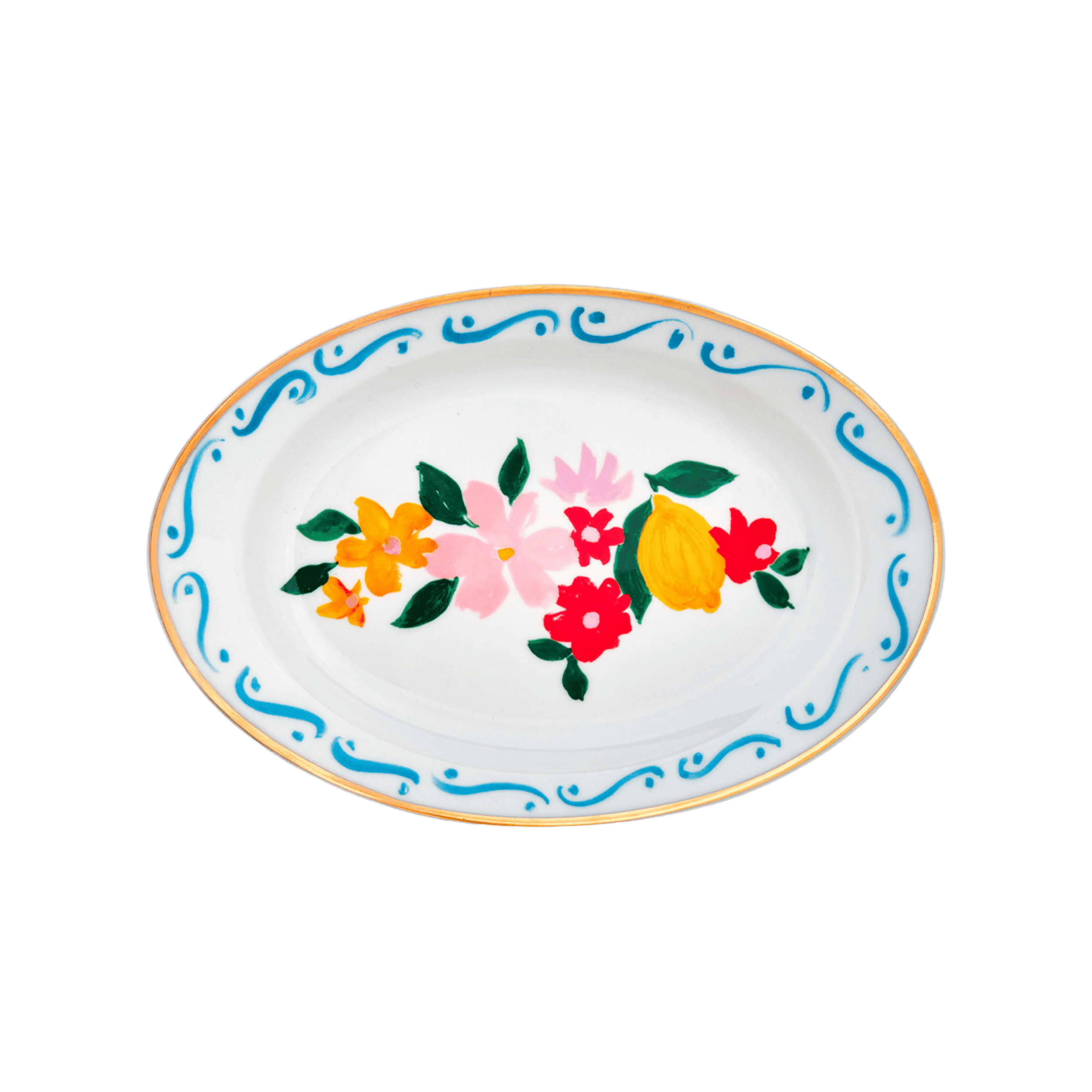 Charola Ovalada Fiori E Limoni