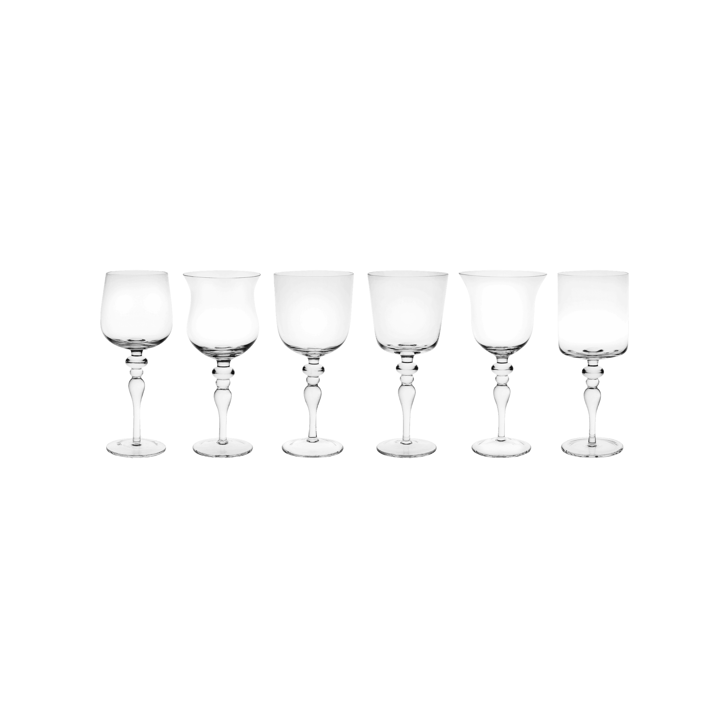Set de 6 Copas Tipo Goblet Transparentes Desiguale