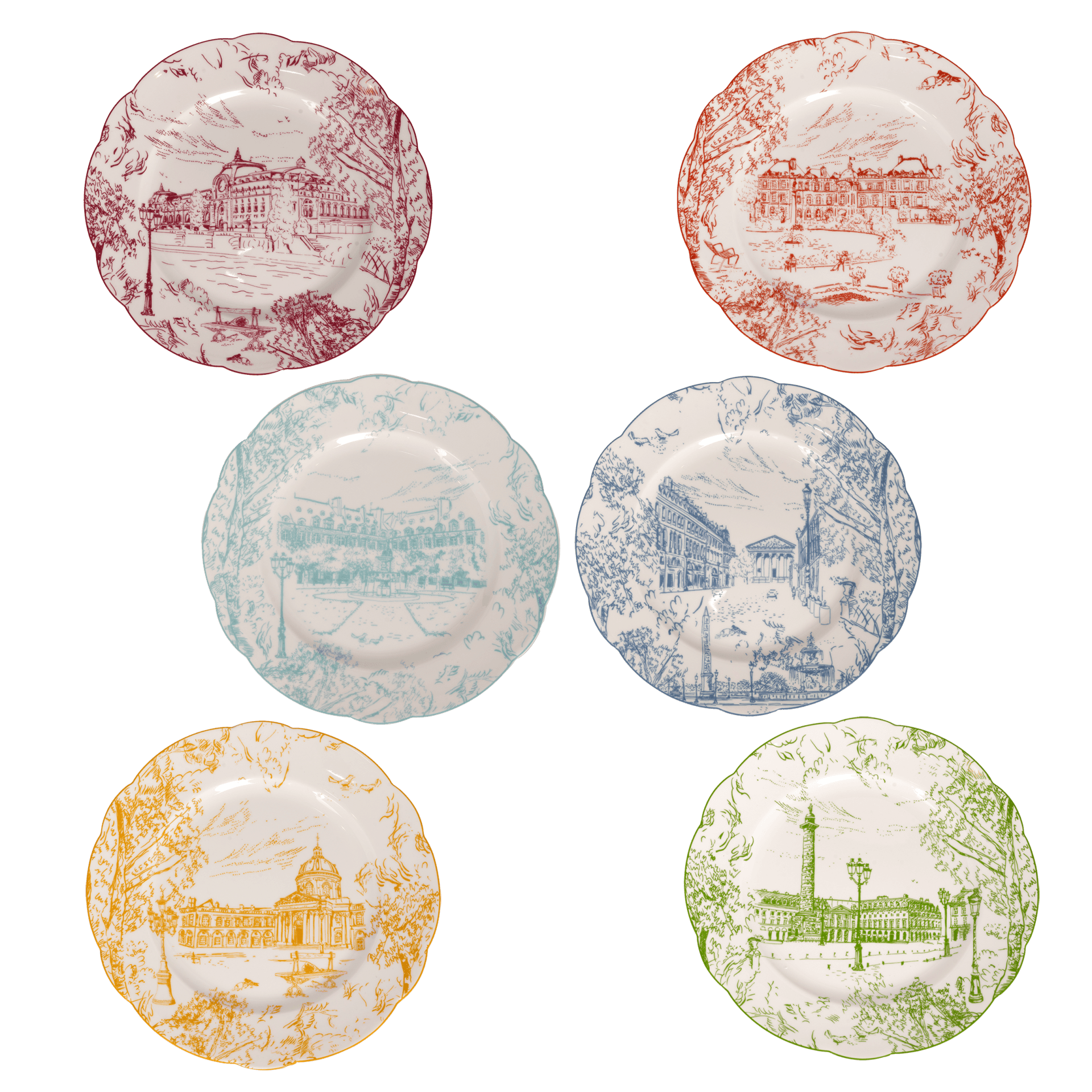Set de 6 Platos Trinche de Porcelana Tout Paris