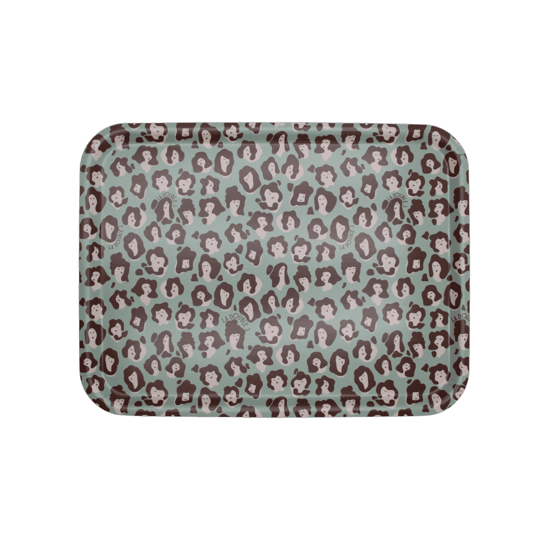 Charola Rectangular de Madera Laminada Lady Leopard Acqua