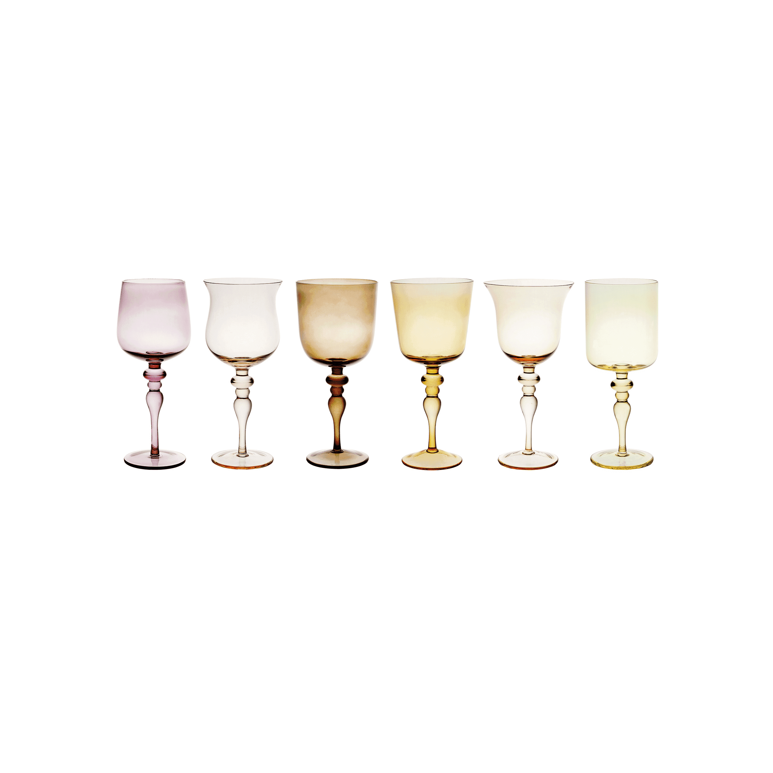 Set de 6 Copas Tipo Goblet Nuance Amber Rose Desiguale