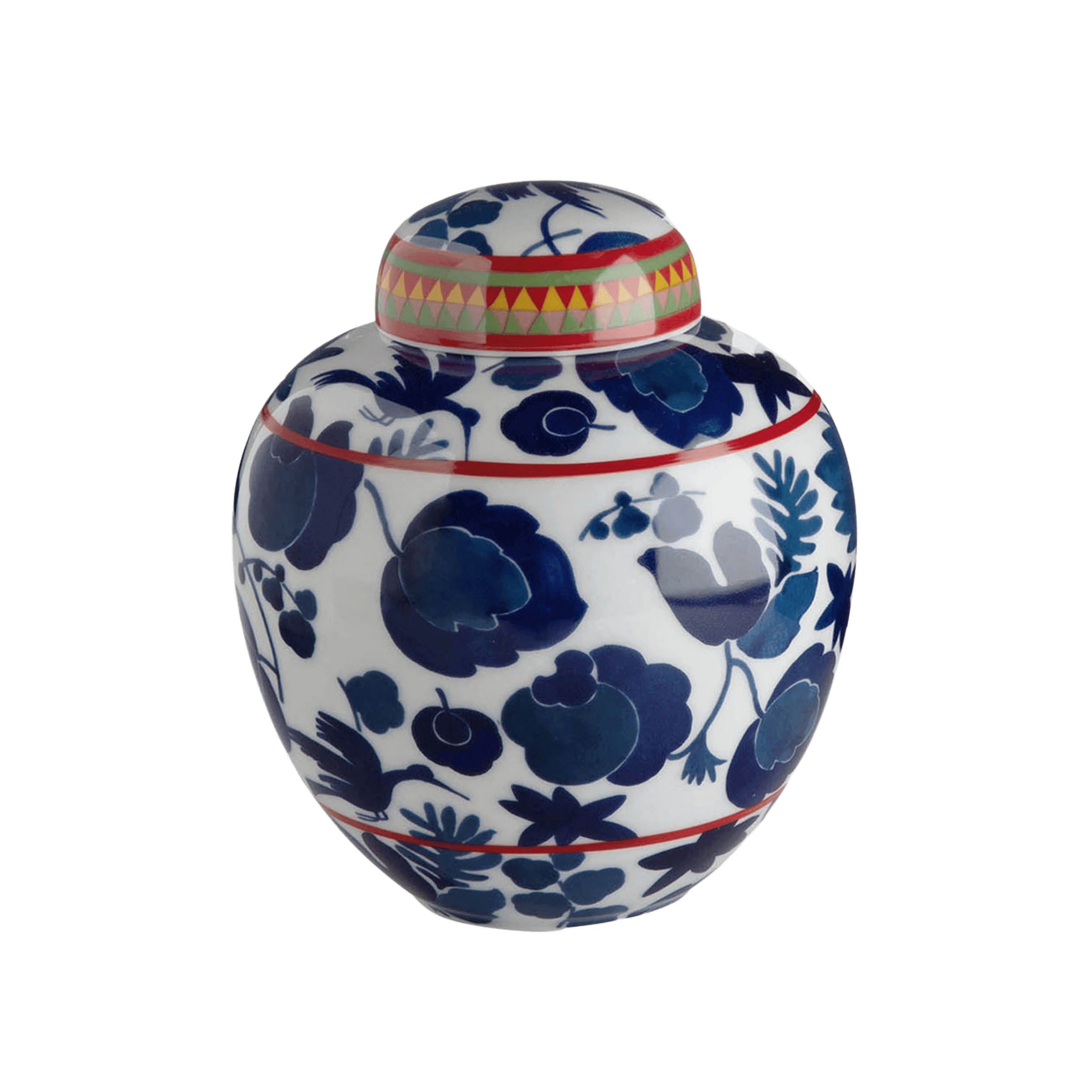 Florero Tipo Tea Jar de Porcelana Grande Wildbird Blu