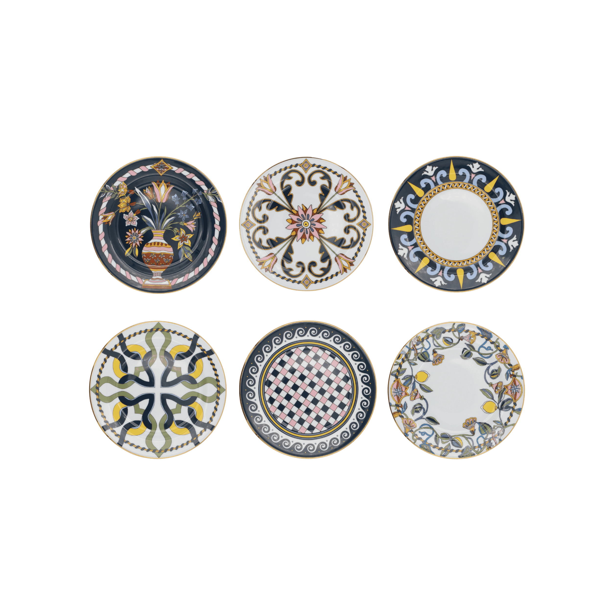 Set de 6 Platos para Postre de Porcelana Vesubio Napoli