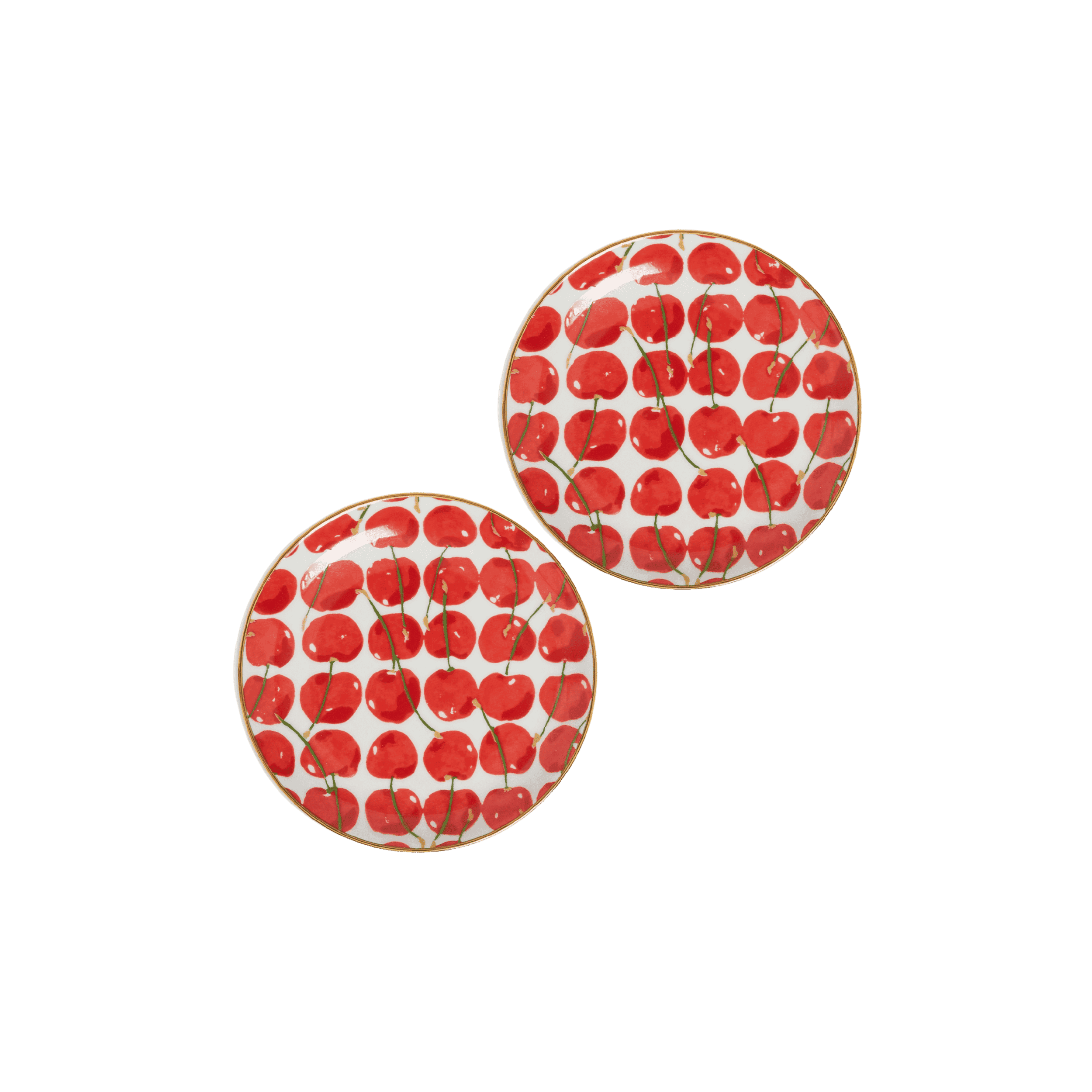 Set de 2 Platos para Postre de Porcelana Cherries Avorio Ivory