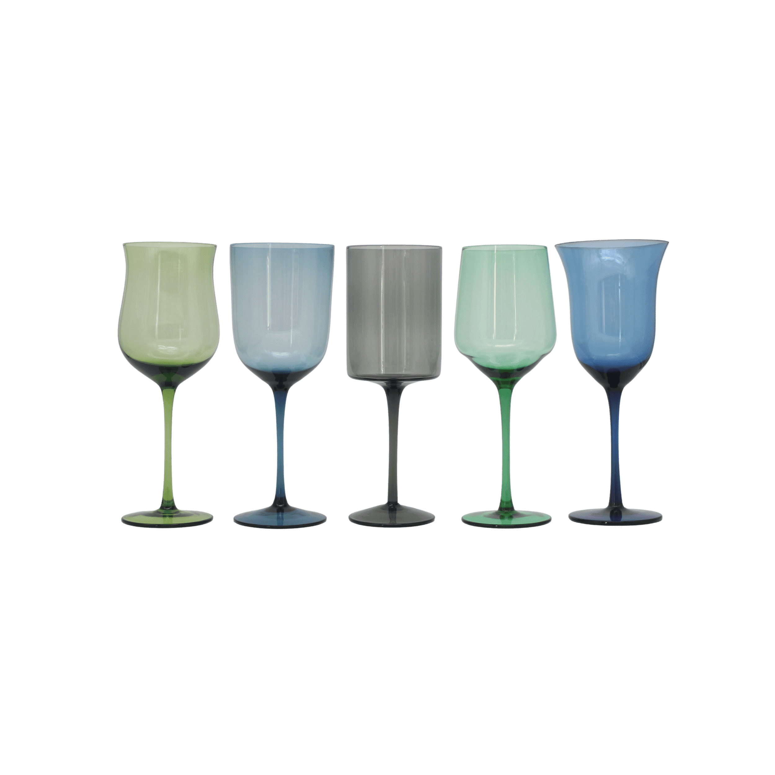 Set de 5 Copas Goblet Nuance Azul Verde Diverso