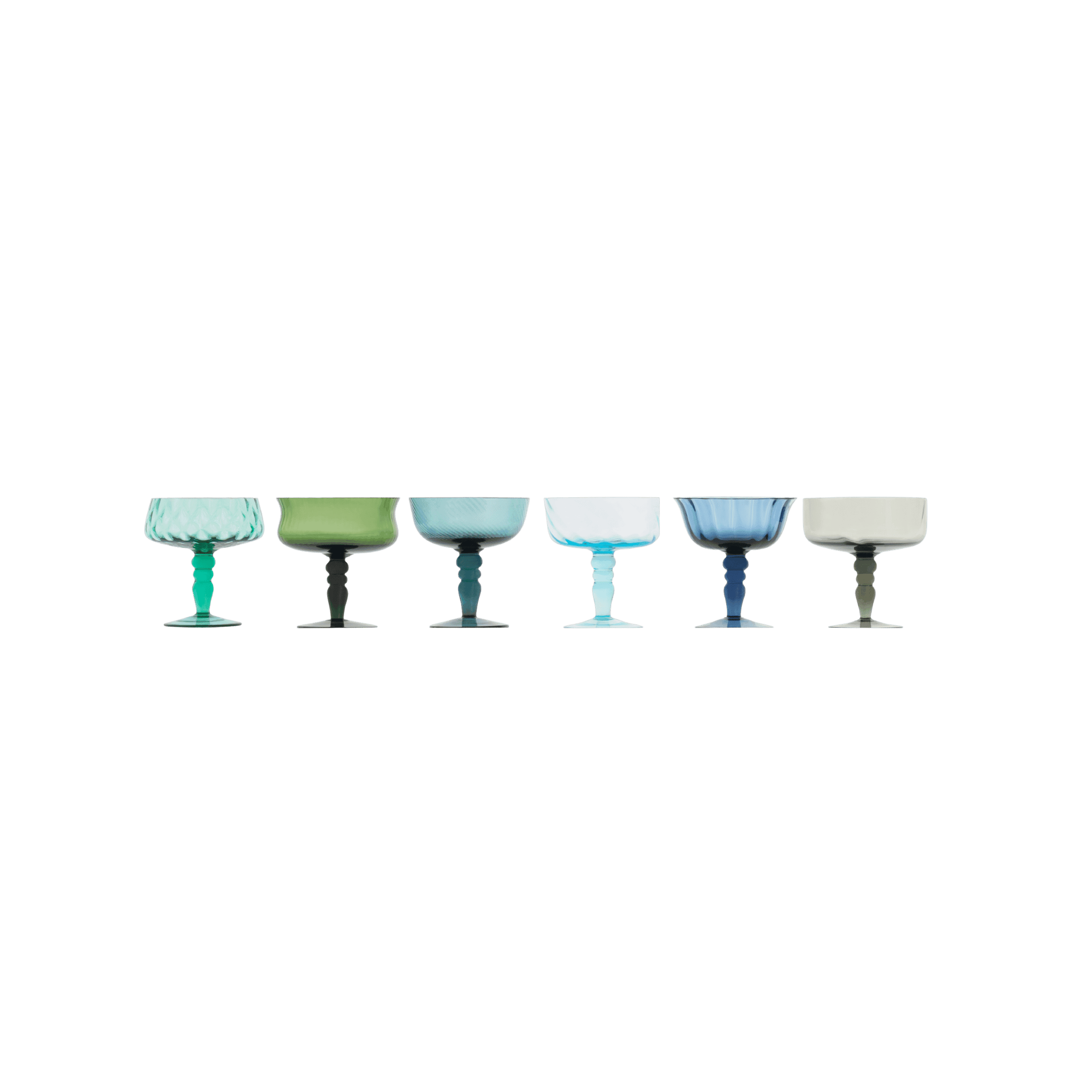 Set de 6 Copas para Champaña Nuance Azul Verde