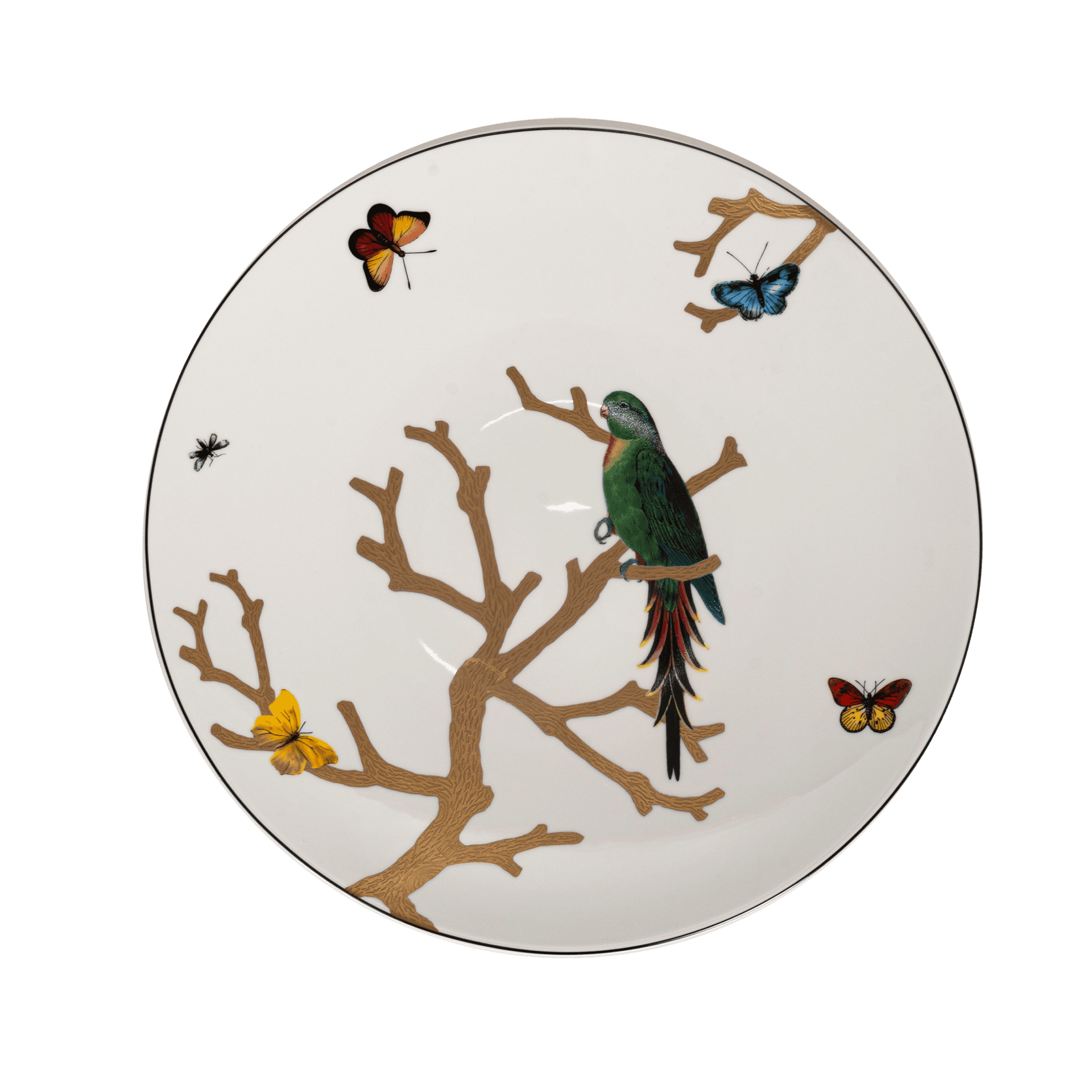 Plato Trinche Aux Oiseaux Perruche Vert