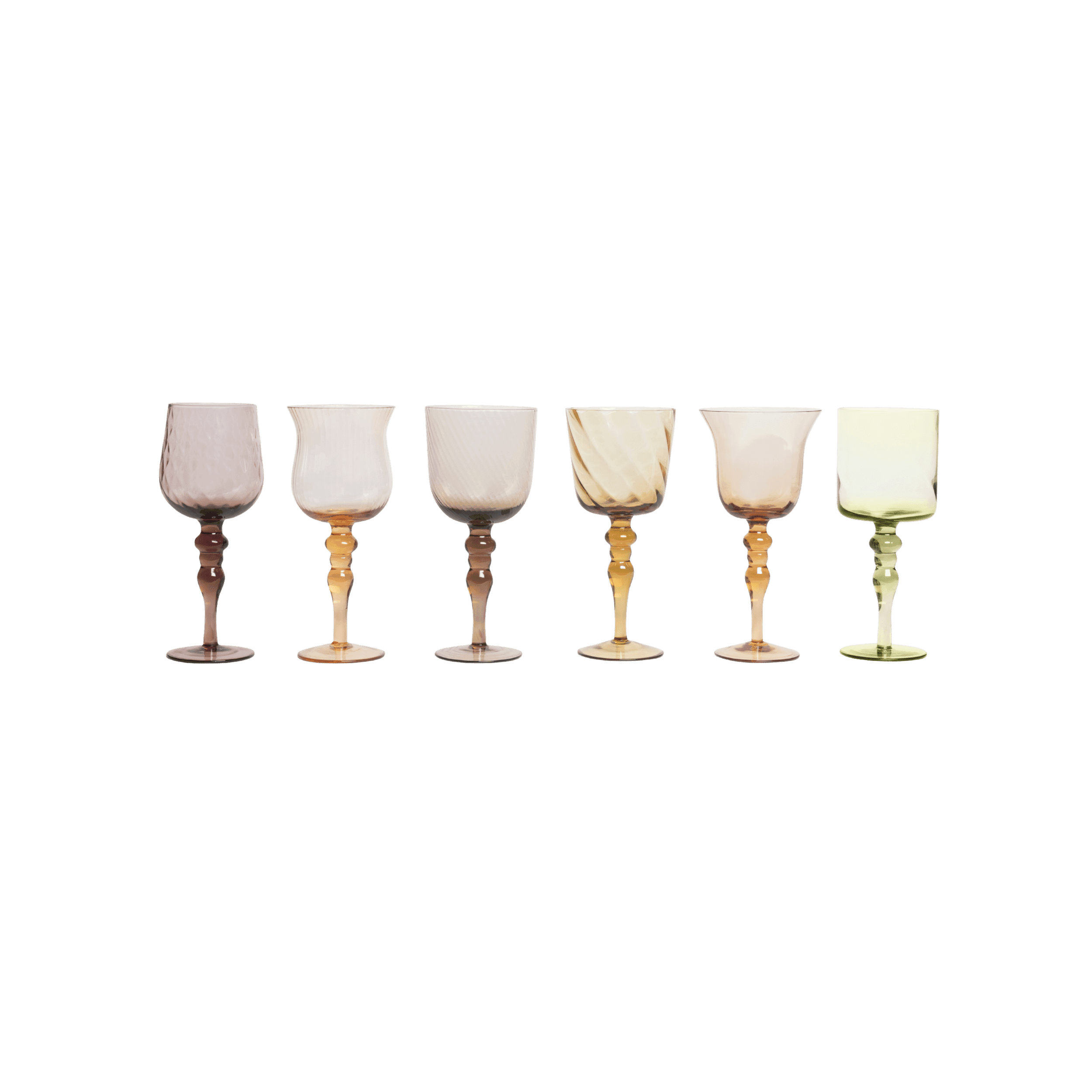 Set 6 Copas Goblet Amber Rosa Texture