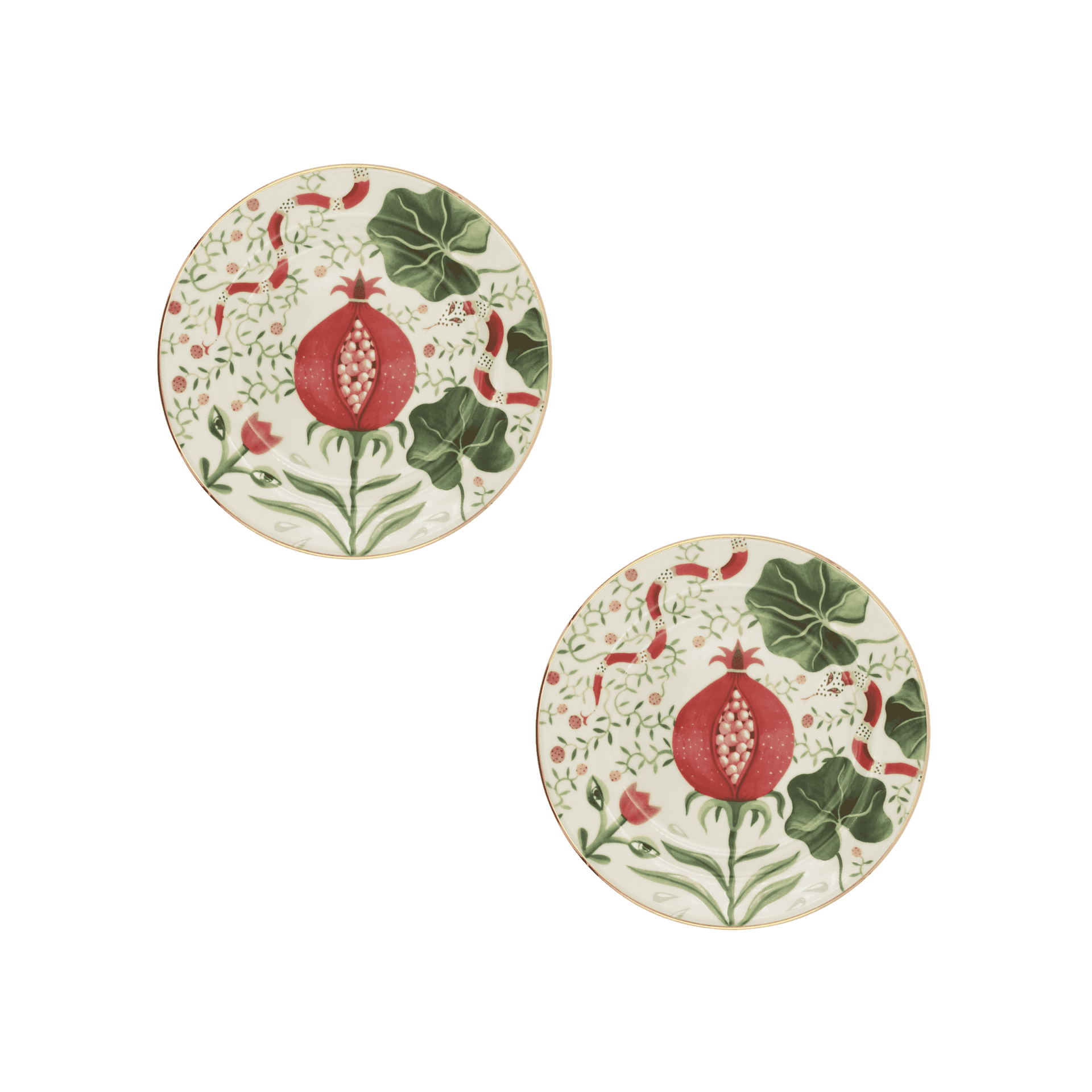 Set de 2 Platos para Postre de Porcelana Pomegranate