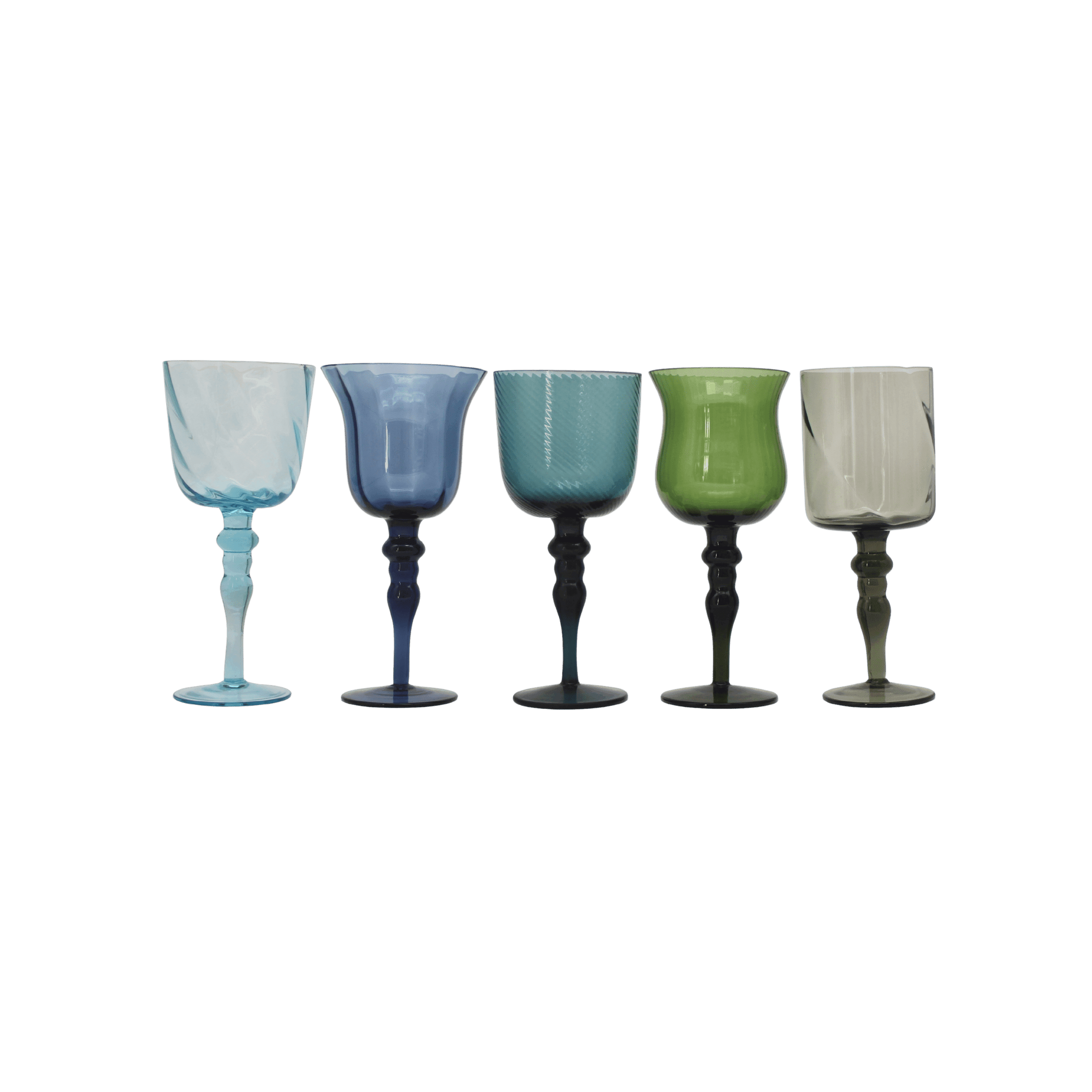 Set de 5 Copas Goblet Texture Nuance Azul Verde Diverso