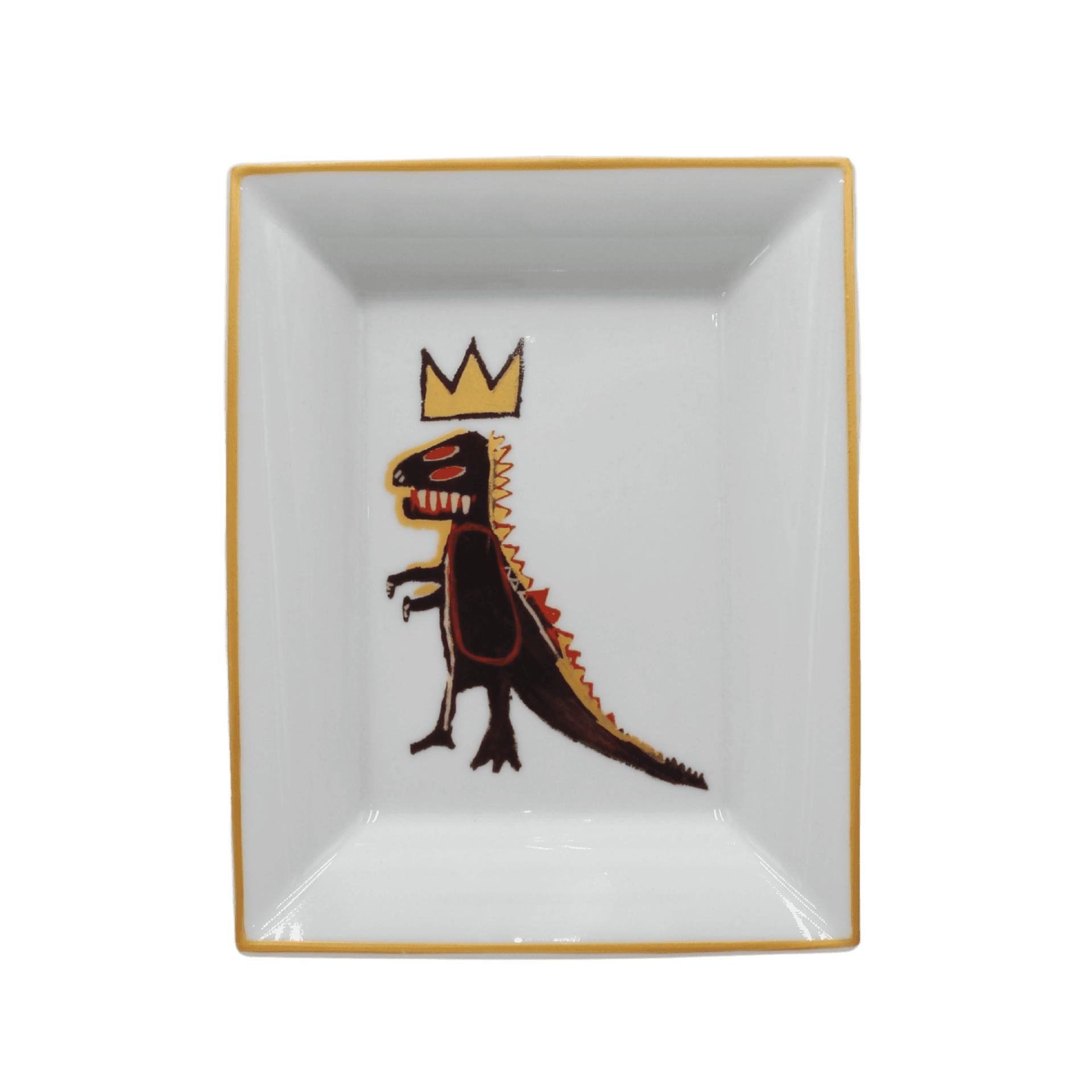 Charola Rectangular de Porcelana Basquiat Gold Dragon