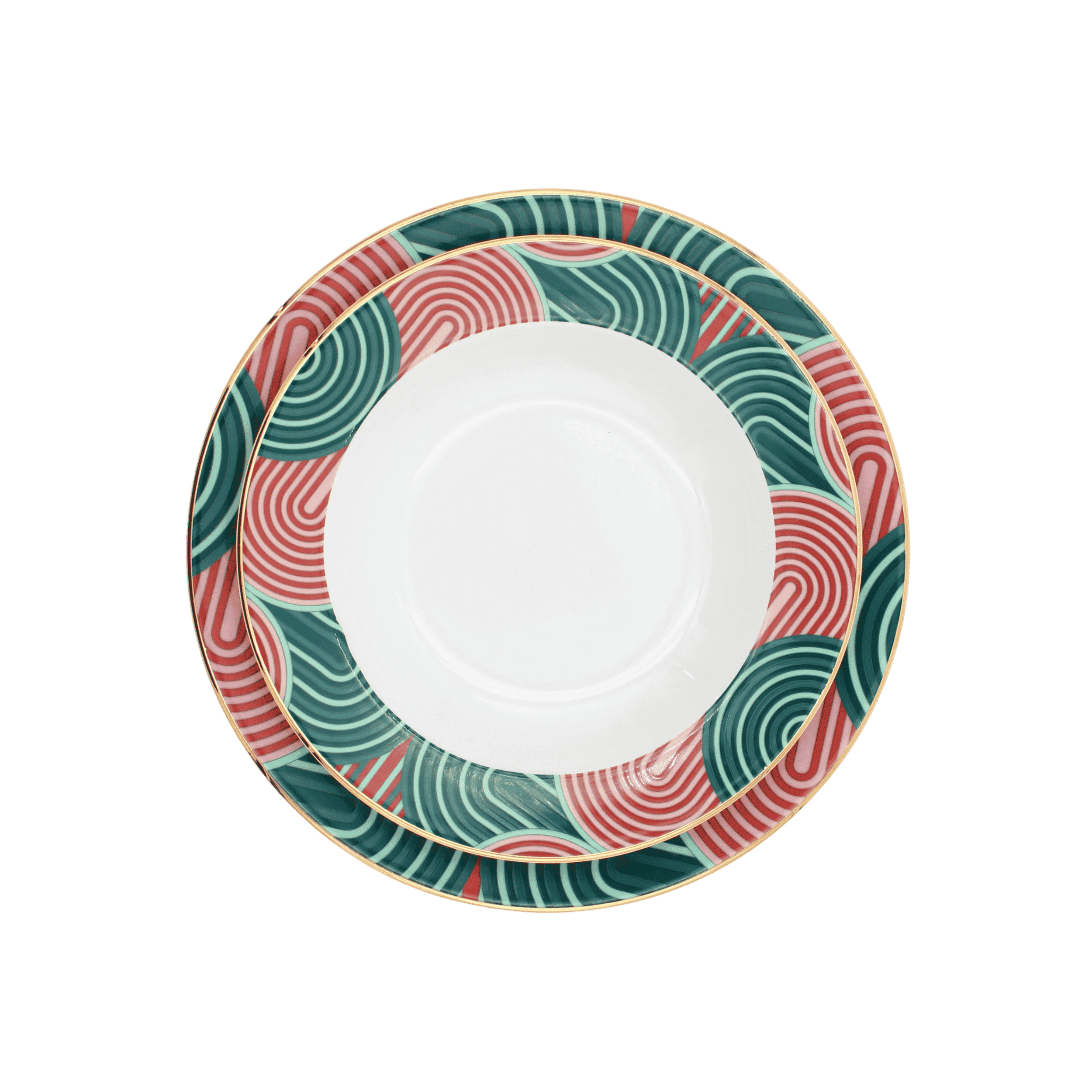 Set de 2 Platos Base y para Sopa de Porcelana Slinky Verde
