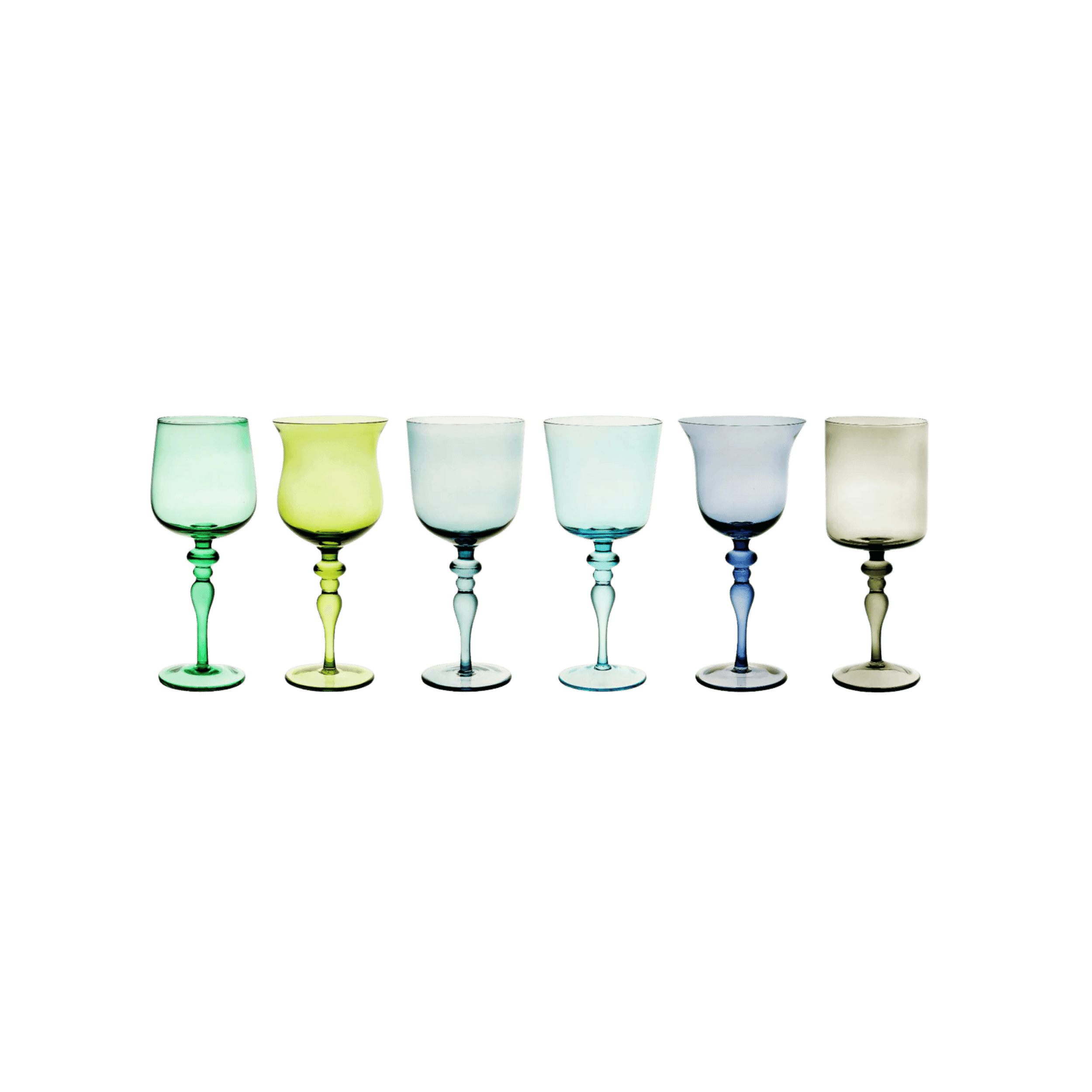 Set de 6 Copas Tipo Goblet Nuance Azul Verde Desiguale