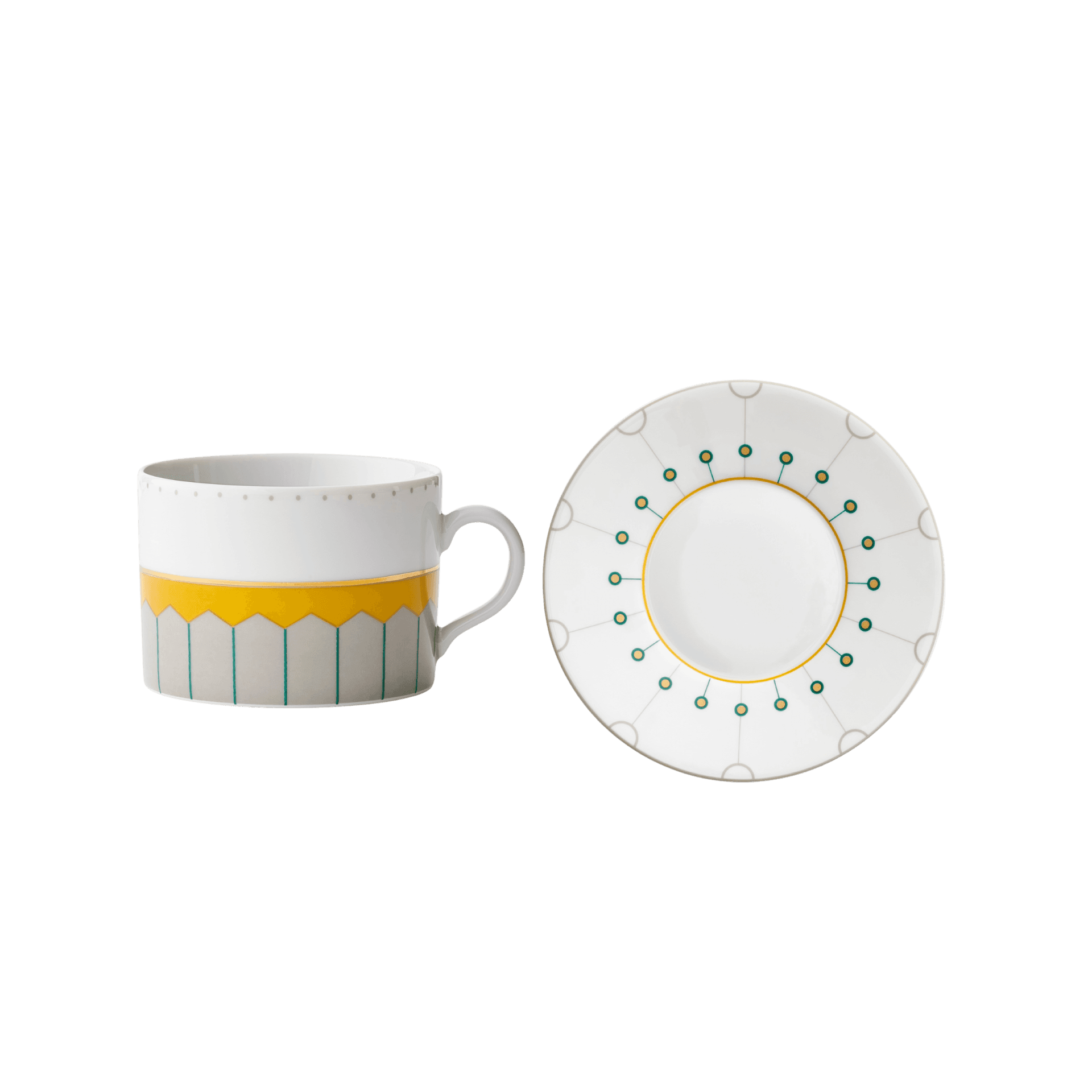 Set de Plato y Taza para Te Golden Hour de Porcelana