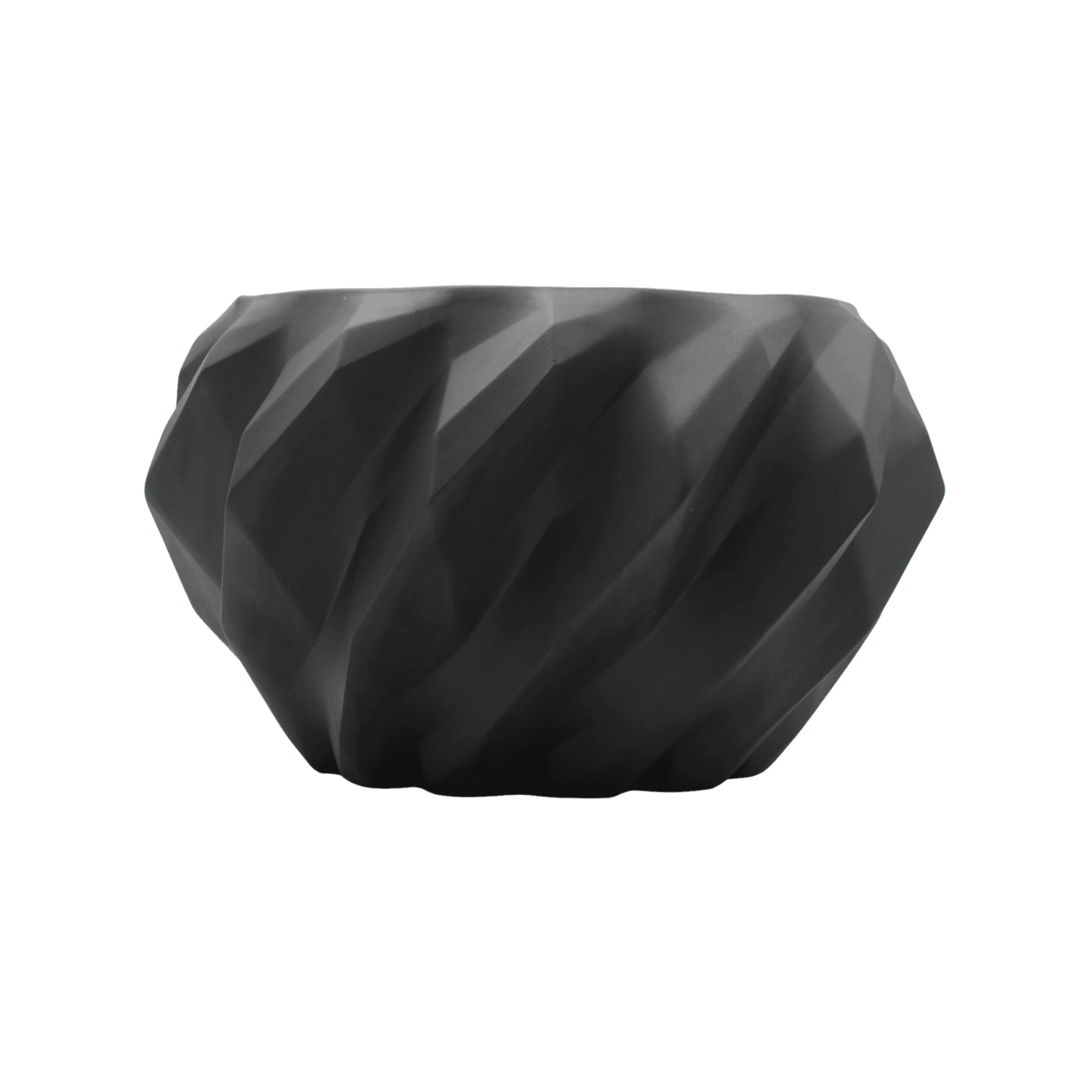 Jarron Plissan Geometrico Porcelana Negro