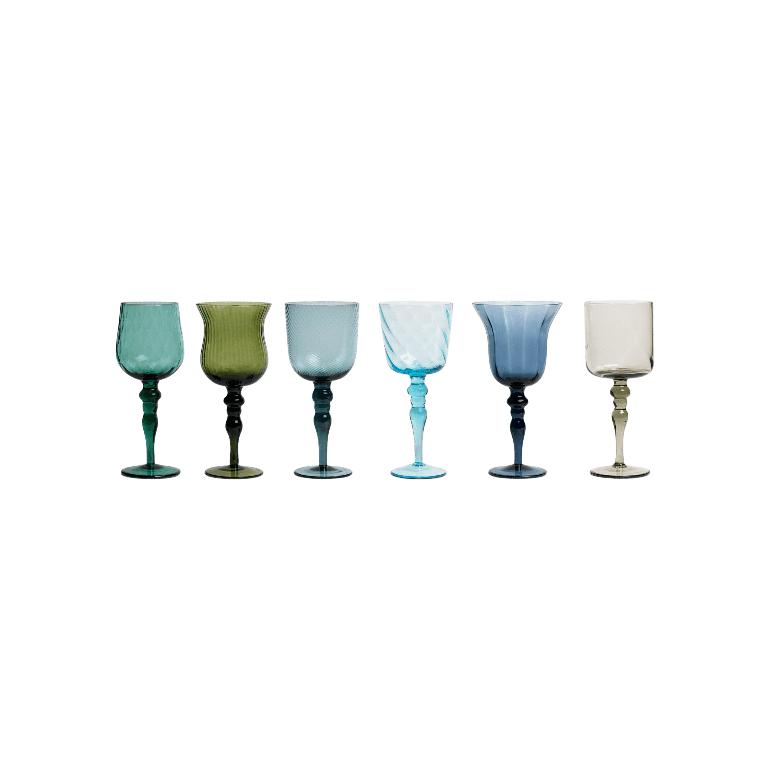 Set de 6 Copas Goblet Texture Nuance Azul Verde Diverso