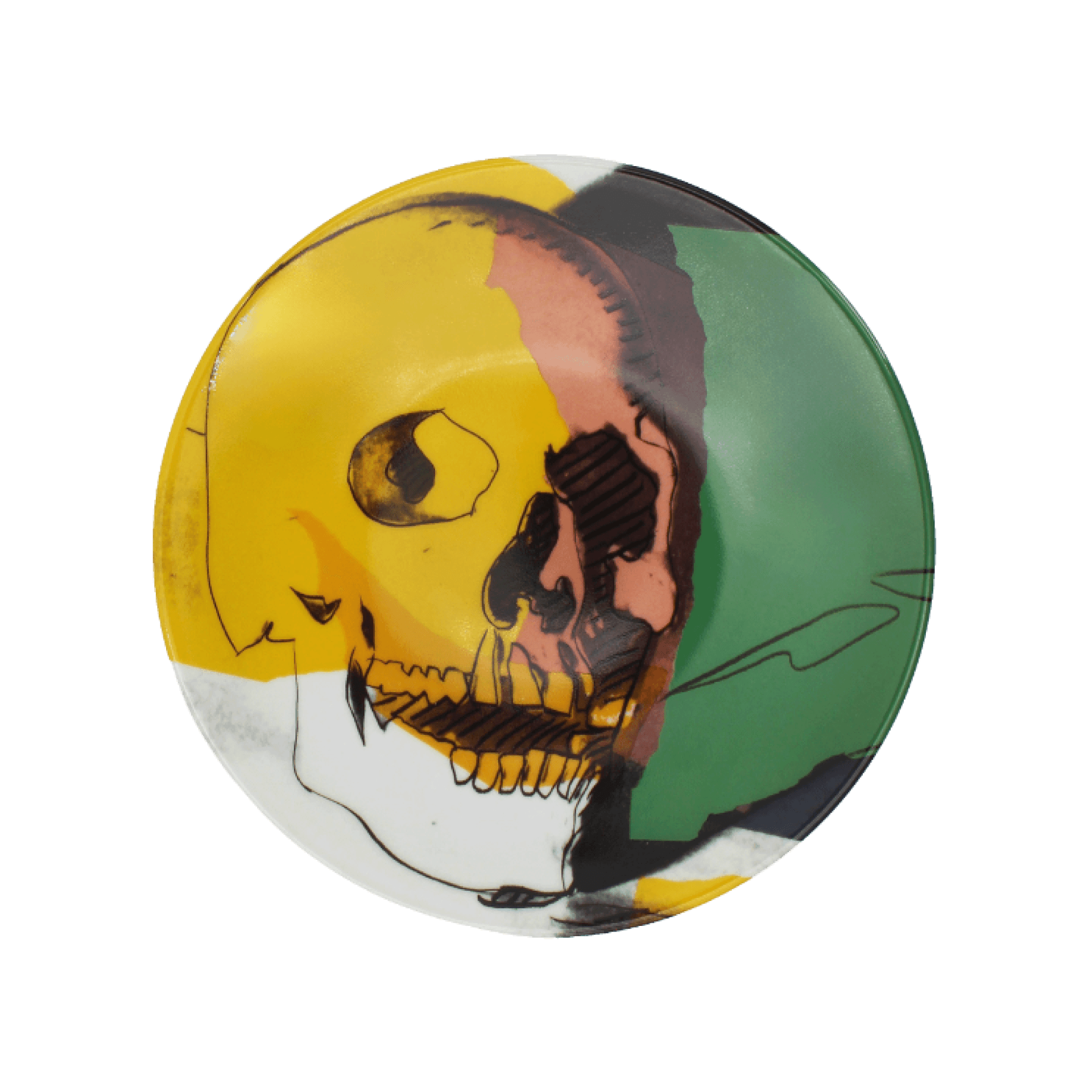 Plato para Ensalada de Porcelana Skull Yellow Pink Green