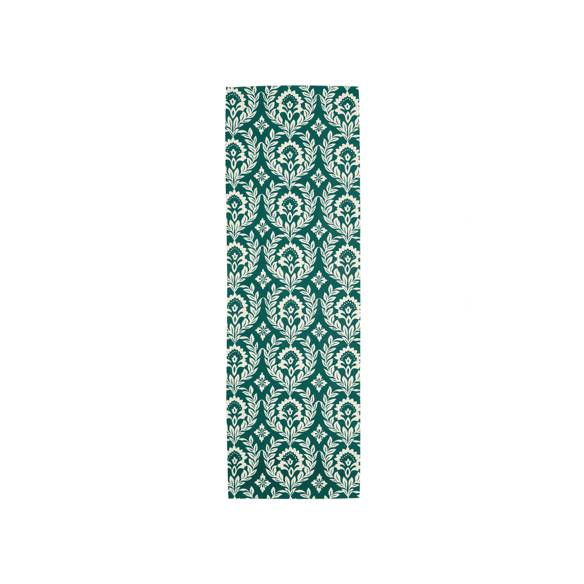 Camino de Mesa Green Garland Harringbone Lino