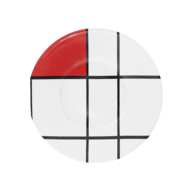 Plato para Ensalada de Porcelana Piet Mondrian Composition B avec du Rouge