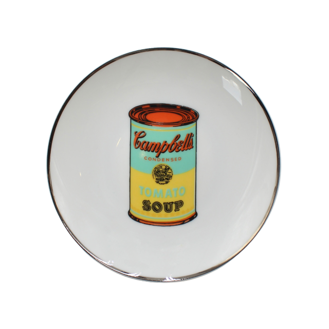 Plato para Pan de Porcelana Campbell Blue Yellow platinum