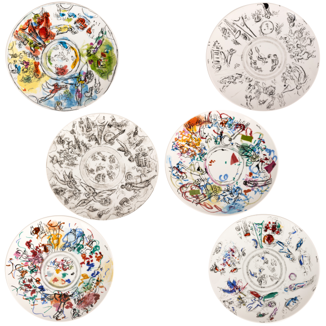 SET DE 6 PLATOS PARA ENSALADA DE PORCELANA MARC CHAGALL