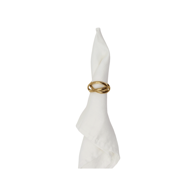 SET DE 4 SUJETADORES DE SERVILLETA TRES ANILLOS DORADOS