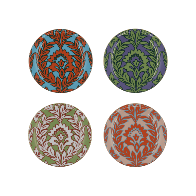 SET DE 4 PLATOS PARA CANAPES DE PORCELANA SPRING GARLANDS