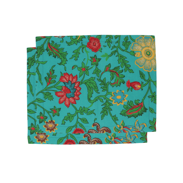 SET DE 2 MANTELES DE LINO 35 X 45 DRAGON FLOWER TURQUESA