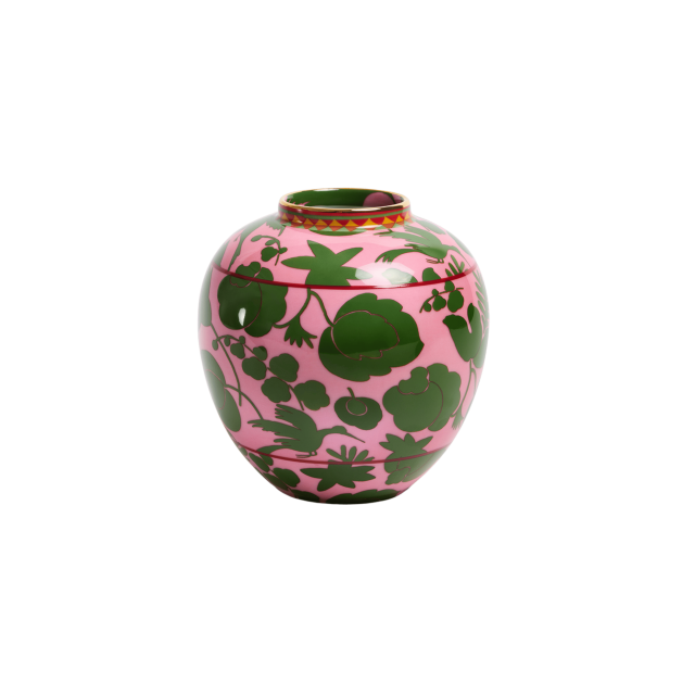 FLORERO DE PORCELANA BUBBLE WILDBIRD ROSA VERDE PEQUEÑO