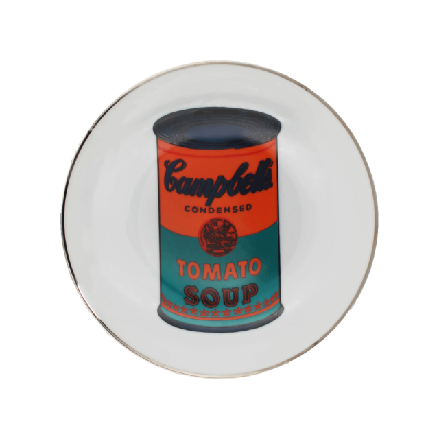 Plato para Ensalada de Porcelana Campbell Orange Blue Platinum