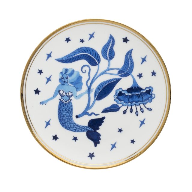 PLATO PARA PANORQUEBLUE FLORAL DECAL SIREN