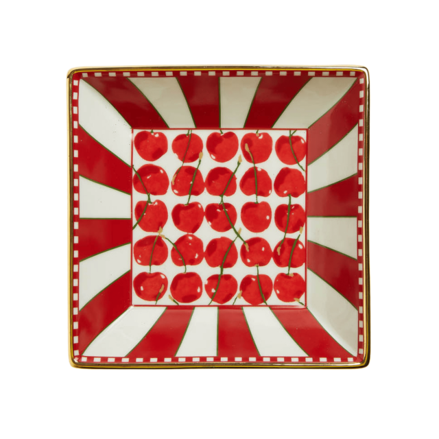 CHAROLA DE PORCELANA CHERRIES AVORIO IVORY (15X15CM)