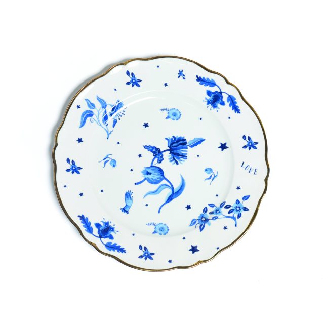BAJO PLATO FLORAL BLUE
