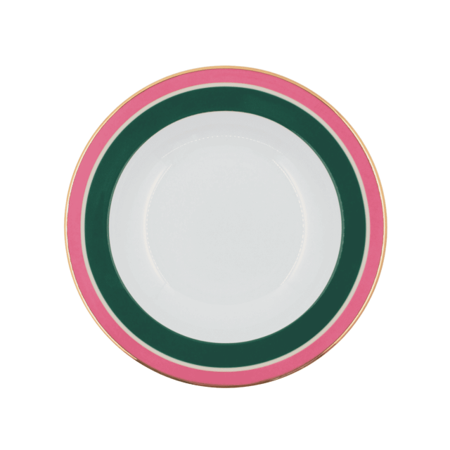 SET DE 2 PLATOS PARA SOPA DE PORCELANA RAINBOW VERDE BOSCO