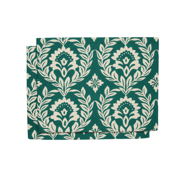 SET DE 2 MANTELES INDIVIDUALES ALGODON CHEVRON GARLAND GREEN (35X45CM)