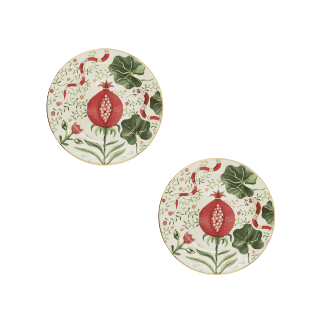 SET DE 2 PLATO PARA POSTRE DE PORCELANA POMEGRANATE