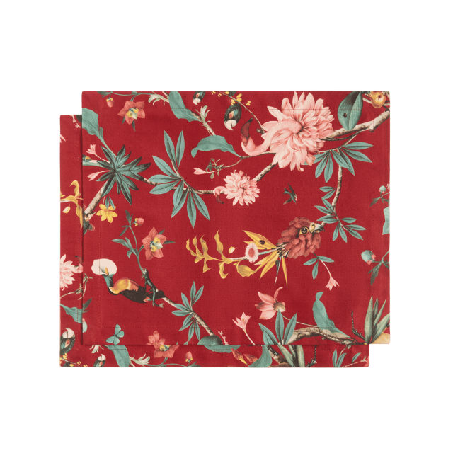 SET DE 2 MANTELES ALGODON FANTASTIC CREATURES BORDEAUX (35X45CM)