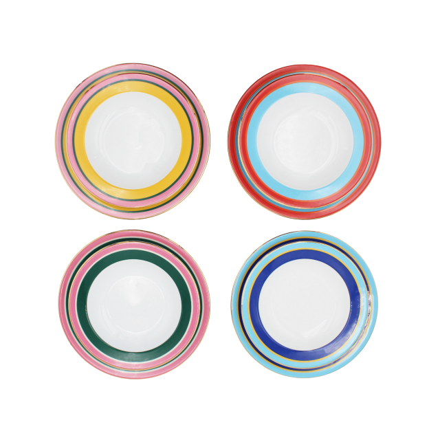 JUEGO DE 8 PLATOS ARCOIRIS 4 BASE Y 4 PARA SOPA