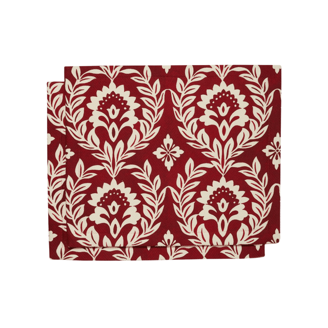 SET DE 2 MANTELES INDIVIDUALES ALGODON CHEVRON GARLAND BORDEAUX (35X45CM)