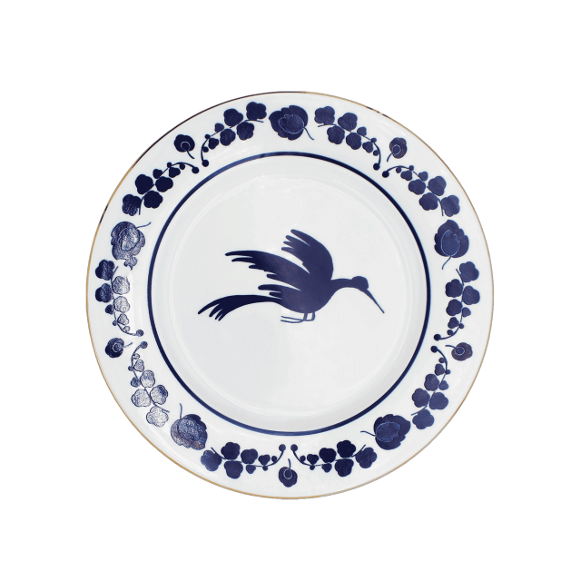 PLATO BASE DE PORCELANA WILDBIRD AZUL