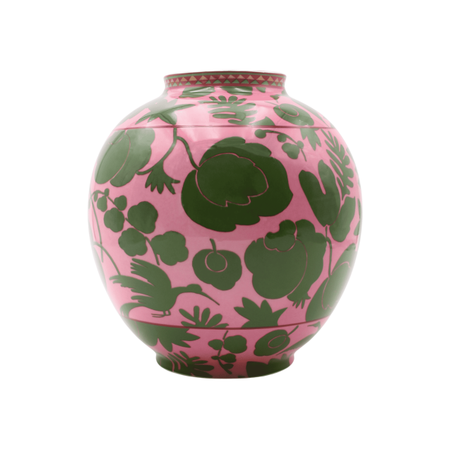 FLORERO DE PORCELANA BIG BUBBLE WILDBIRD ROSA VERDE GRANDE