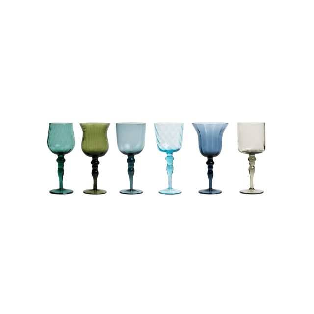 SET 6 COPAS GOBLET BLUE GREEN TEXTURE