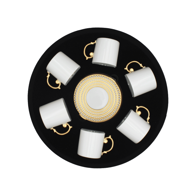 SET DE 6 TAZAS PARA ESPRESSO CON PLATO PERLEE DORADO