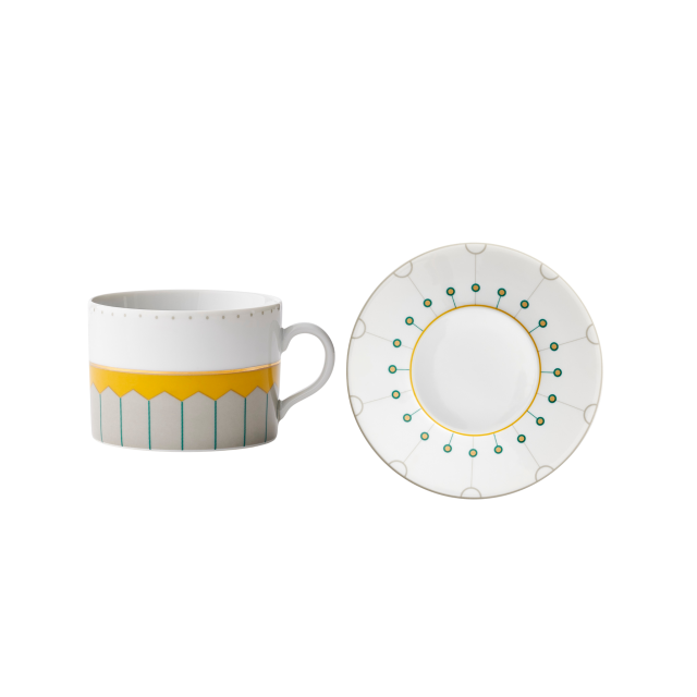 SET DE PLATO Y TAZA PARA TE GOLDEN HOUR DE PORCELANA