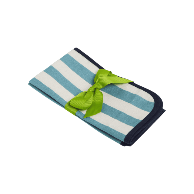 SET DE 2 SERVILLETAS LINO RIBETE CELESTE  45X45